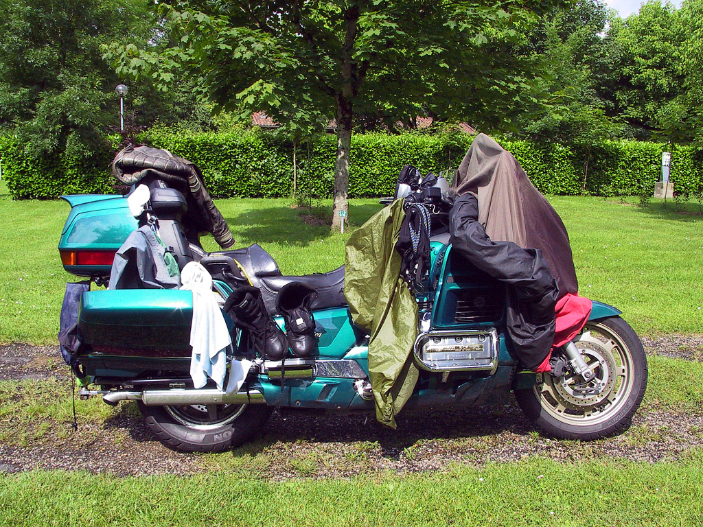 Summer touring 2008 - <i>In wet weather bike becomes a clothes horse</i>